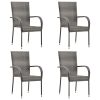 5 pcs conjunto de jantar para jardim vime PE cinzento - Image 2