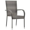 5 pcs conjunto de jantar para jardim vime PE cinzento - Image 3