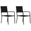 3 pcs conjunto de jantar para jardim vime PE preto - Image 2