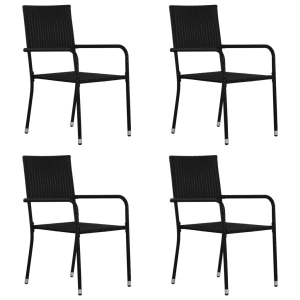 5 pcs conjunto de jantar para jardim vime PE preto - Image 2