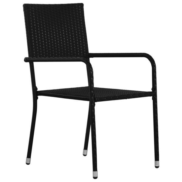 5 pcs conjunto de jantar para jardim vime PE preto - Image 3