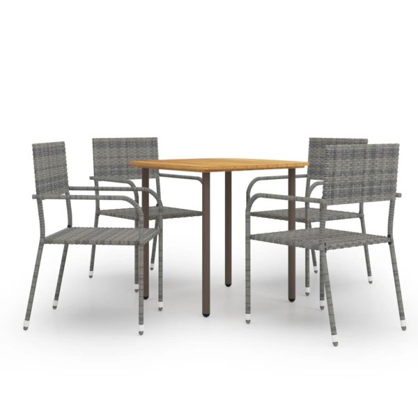 5 pcs conjunto de jantar para jardim vime PE antracite