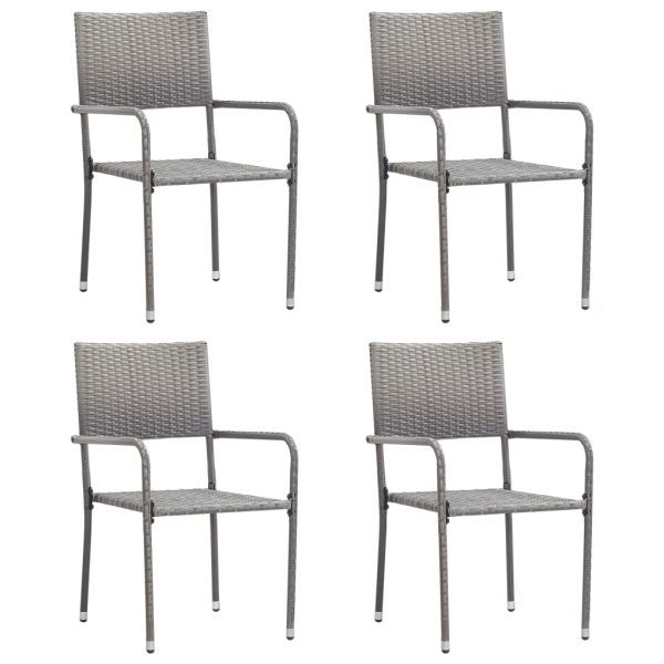 5 pcs conjunto de jantar para jardim vime PE antracite - Image 2