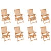 Cadeiras de jardim reclináveis 8 pcs madeira de teca maciça
