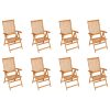 Cadeiras de jardim reclináveis c/ almofadões 8 pcs teca maciça - Image 2