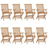 Cadeiras de jardim c/ almofadões antracite 8 pcs teca maciça - Image 2