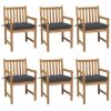 Cadeiras de jardim c/ almofadões antracite 6 pcs teca maciça