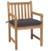 Cadeiras de jardim c/ almofadões antracite 6 pcs teca maciça - Image 3