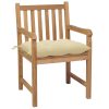 Cadeiras de jardim c/ almofadões branco nata 6 pcs teca maciça - Image 3