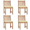 Cadeiras de jardim c/ almofadões 4 pcs madeira de teca maciça