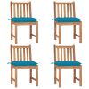 Cadeiras de jardim c/ almofadões 4 pcs madeira de teca maciça