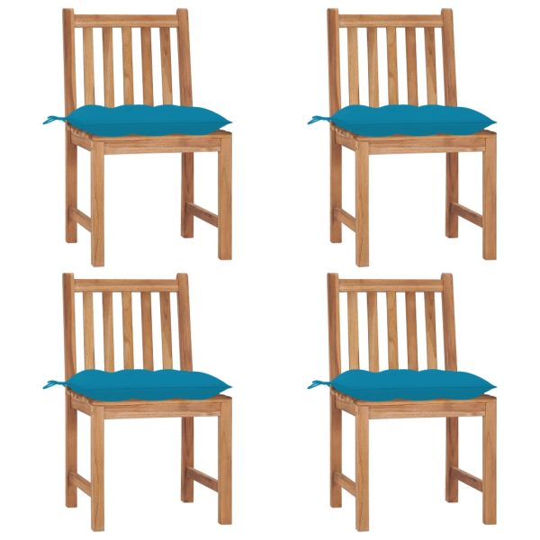 Cadeiras de jardim c/ almofadões 4 pcs madeira de teca maciça