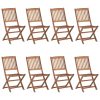 Cadeiras de exterior dobráveis 8 pcs madeira de acácia maciça