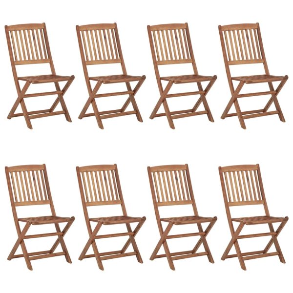Cadeiras de exterior dobráveis 8 pcs madeira de acácia maciça