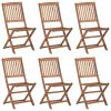 Cadeiras de jardim dobráveis c/ almofadões 6 pcs acácia maciça - Image 2