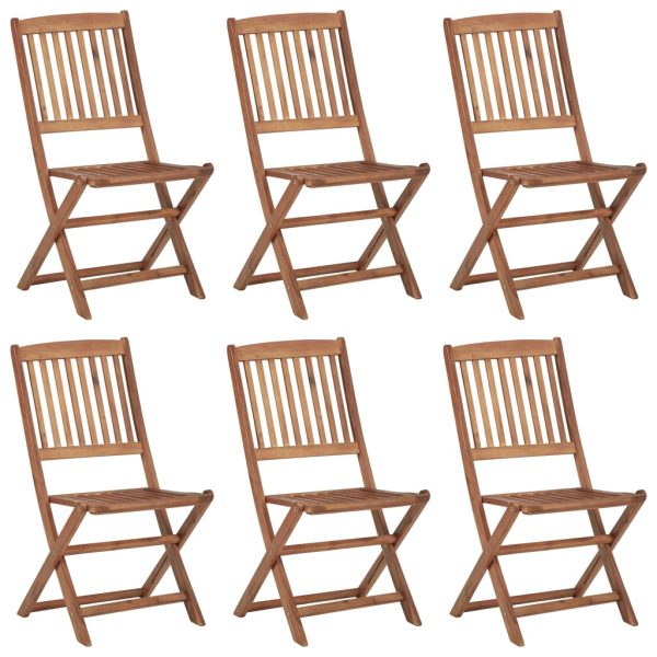 Cadeiras de jardim dobráveis c/ almofadões 6 pcs acácia maciça - Image 2