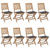 Cadeiras de jardim dobráveis 8 pcs c/ almofadões acácia maciça