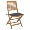 Cadeiras de jardim dobráveis 8 pcs c/ almofadões acácia maciça - Image 3