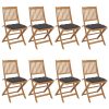 Cadeiras de jardim dobráveis 8 pcs c/ almofadões acácia maciça