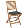 Cadeiras de jardim dobráveis 8 pcs c/ almofadões acácia maciça - Image 3