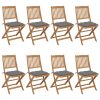 Cadeiras de jardim dobráveis 8 pcs c/ almofadões acácia maciça