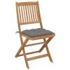Cadeiras de jardim dobráveis 8 pcs c/ almofadões acácia maciça - Image 3