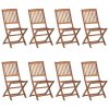 Cadeiras de jardim dobráveis 8 pcs c/ almofadões acácia maciça - Image 2