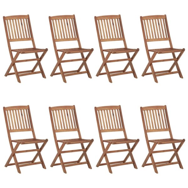 Cadeiras de jardim dobráveis 8 pcs c/ almofadões acácia maciça - Image 2
