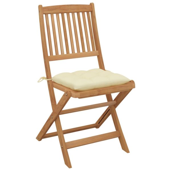 Cadeiras de jardim dobráveis 8 pcs c/ almofadões acácia maciça - Image 3