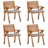 Cadeiras de jardim c/ almofadões 4 pcs madeira de acácia maciça
