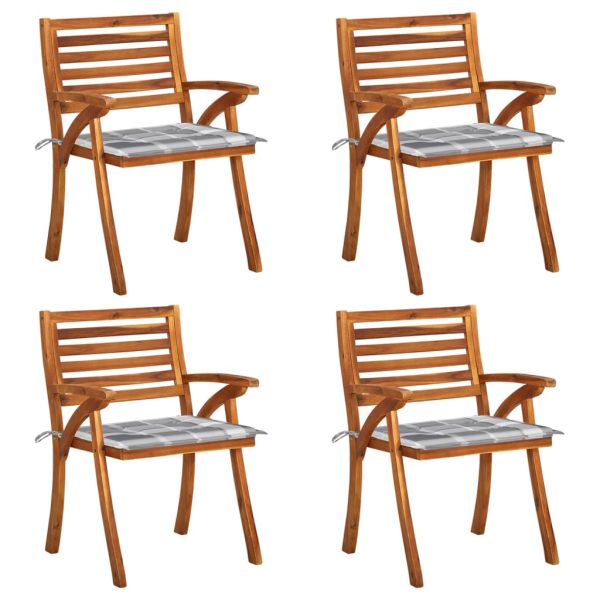 Cadeiras de jardim c/ almofadões 4 pcs madeira de acácia maciça
