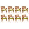 Cadeiras de jardim com almofadões 8 pcs acácia maciça