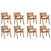 Cadeiras de jardim com almofadões 8 pcs acácia maciça - Image 2
