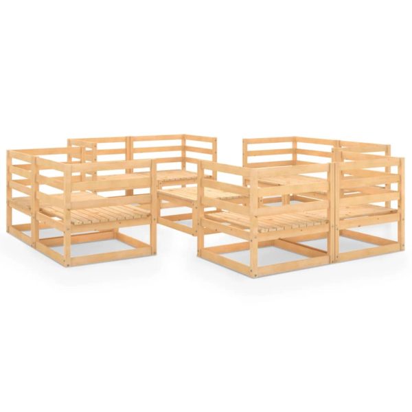 9 pcs conjunto lounge de jardim pinho maciço - Image 2