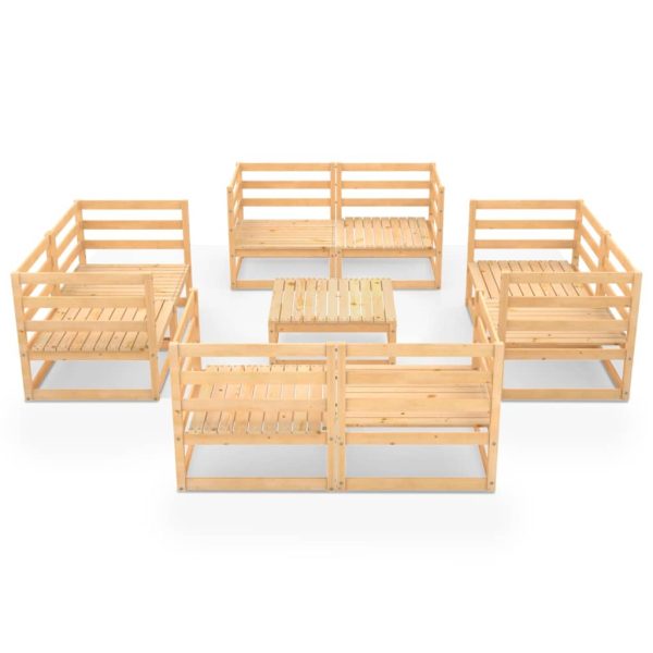9 pcs conjunto lounge de jardim pinho maciço - Image 3