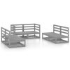 6 pcs conjunto lounge de jardim pinho maciço cinzento - Image 2