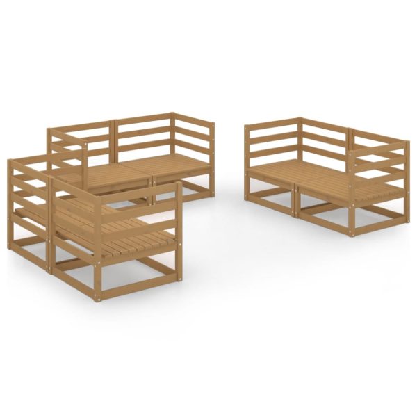6 pcs conjunto lounge de jardim pinho sólido castanho mel - Image 2