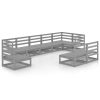 9 pcs conjunto lounge de jardim pinho maciço cinzento - Image 2