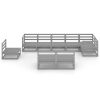 9 pcs conjunto lounge de jardim pinho maciço cinzento - Image 3
