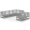 7 pcs conjunto lounge de jardim pinho maciço cinzento - Image 2