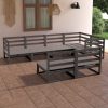 7 pcs conjunto lounge de jardim pinho maciço cinzento