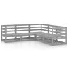 5 pcs conjunto lounge de jardim pinho sólido cinzento - Image 2