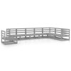 8 pcs conjunto lounge de jardim pinho sólido cinzento - Image 2