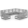 9 pcs conjunto lounge de jardim pinho sólido cinzento - Image 2
