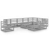 11 pcs conjunto lounge de jardim pinho sólido cinzento - Image 2