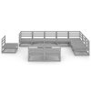 11 pcs conjunto lounge de jardim pinho sólido cinzento - Image 3
