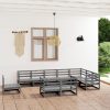 10 pcs conjunto lounge de jardim pinho sólido cinzento