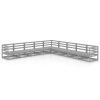 9 pcs conjunto lounge de jardim pinho sólido cinzento - Image 2