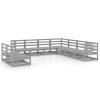 9 pcs conjunto lounge de jardim pinho sólido cinzento - Image 2