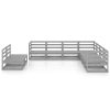 9 pcs conjunto lounge de jardim pinho sólido cinzento - Image 3